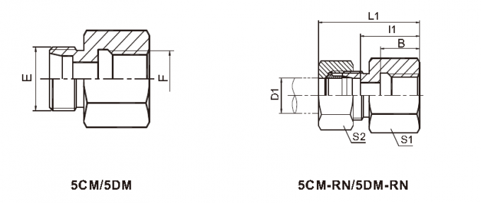 Метрический гидравлический покрытый никель 5КМ/5ДМ ДИН 3865 Бсп женский подходящий