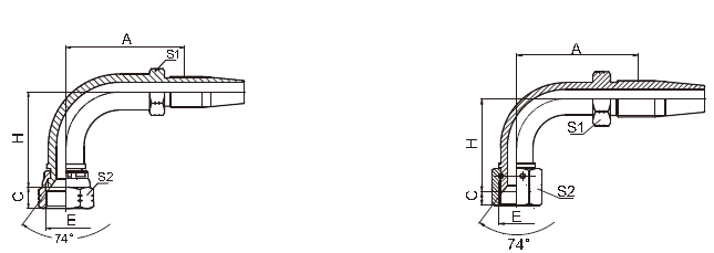 Поверхностное покрытие МЕСТА КОНУСА штуцеров шланга 74 Джик локтя многоразовым покрытое цинком